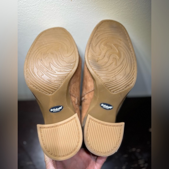 DR SCHOLL's Ride Away Camel Suede Chelsea Boots Square Toe Block Heel Size 7.0 M - Picture 6 of 15